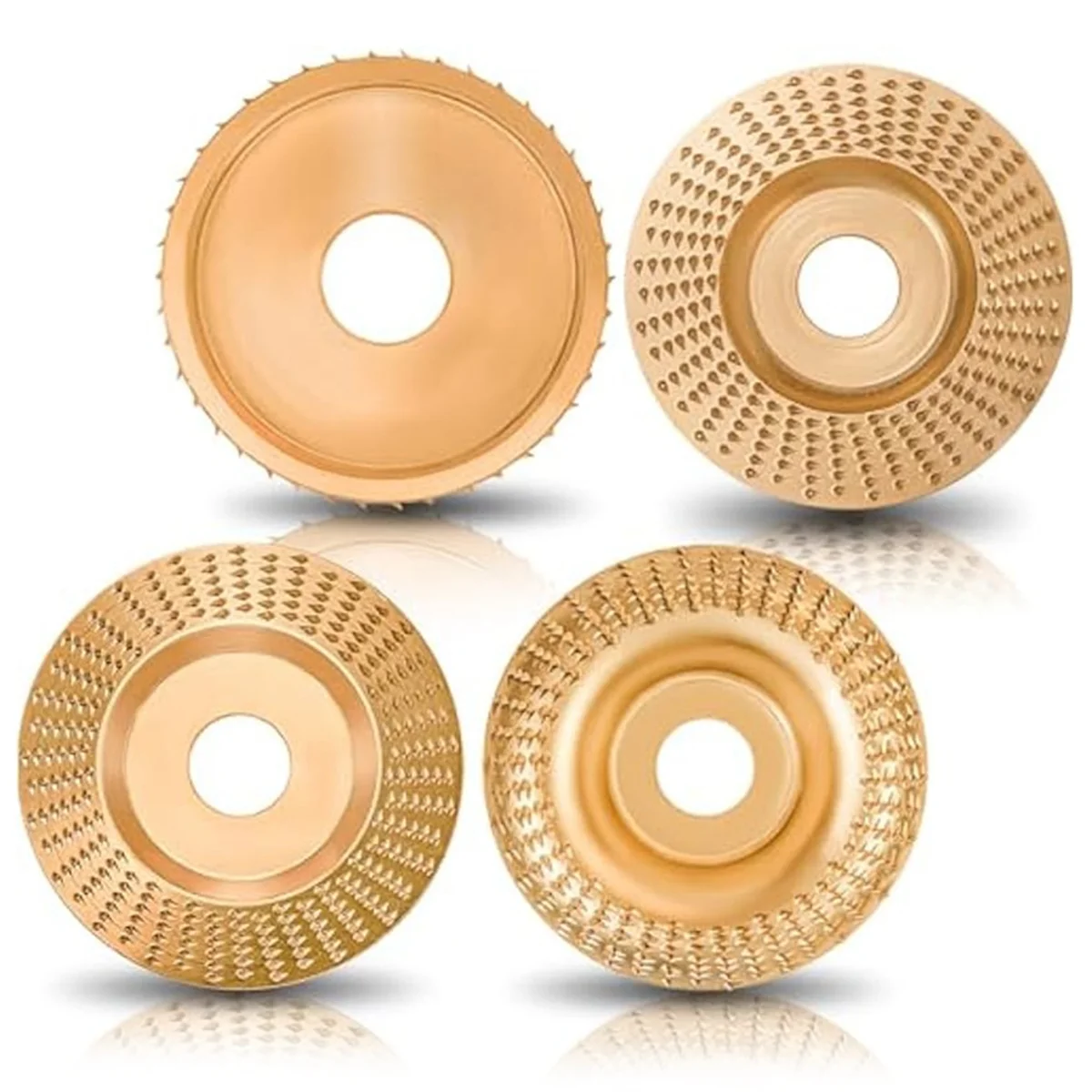 4PCS Angle Grinder Wood Carving Disc Set for 4In or 4 1/2In Attachment, Grinder Disc Wheel Attachments for Woodworking