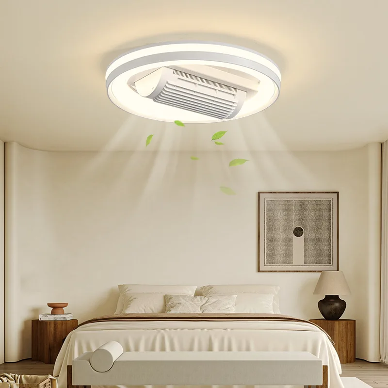 Modern Round Ceiling Fan With Light For Bedroom Study Living Room 48CM Minimalist Bladeless Ceiling Fans With Lights And Remote