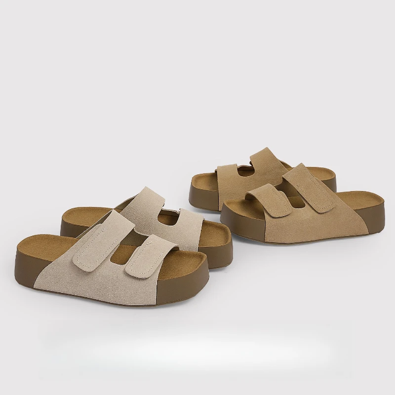 

CICIYANG 2026 New Women's Slippers Cow Suede Leather Platform Slippers for Women Slip-on Summer Beach Shoes for Female Handmade