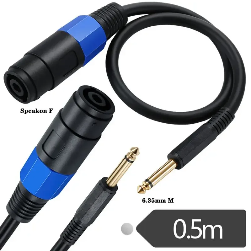 Kabel głośnikowy Speakon męski żeński do 6,35 mm TS Mono 90 stopni Kolanko OD8.0 mm Czysta miedź 0,6 m2