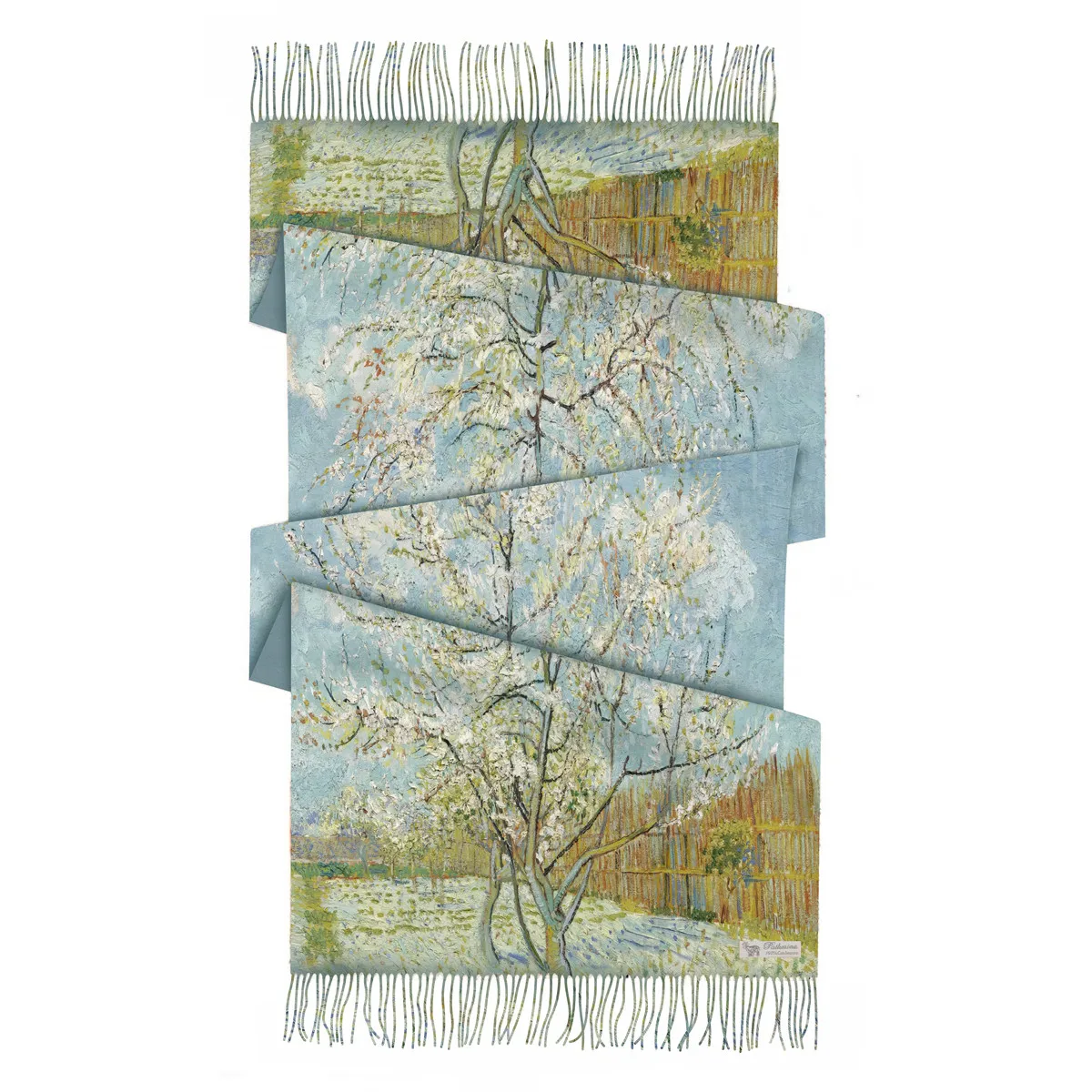 

Keep Warm Cashmere Scarf Oil Painting Van Gogh Peach Trees In Bloom Winter Scarf Women Rectangle Pashmina Brand Scarf Shawl