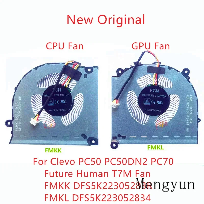 Nowy oryginalny wentylator chłodzący procesor laptopa do Clevo PC50 PC50DN2 PC70 Future Human T7M Fan FMKK DFS5K 22305283 R FMKL DFS5K 223052834