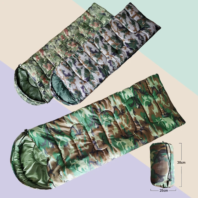 

Кемпинговый камуфляжный спальный мешок, 950 г, 5-25 градусов ° Одеяло для сна на открытом воздухе, для выживания в экстремальных условиях, для офисного отдыха, для взрослых, на все сезоны.