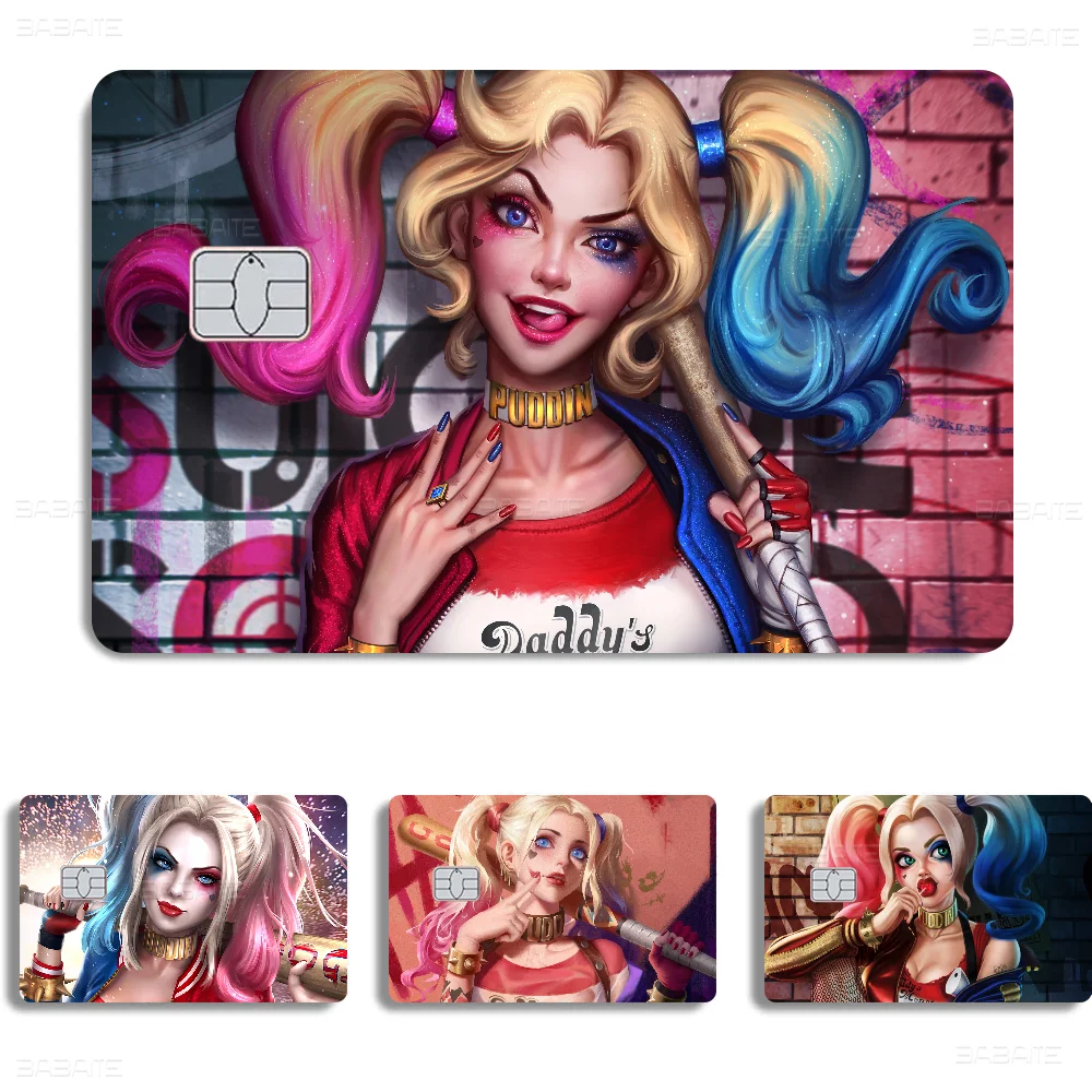 H-Harley Q-Quinn 100% رائجة البيع أمين الائتمان الخصم البنك بطاقة حافلة بطاقة فيلم الجلد ملصق