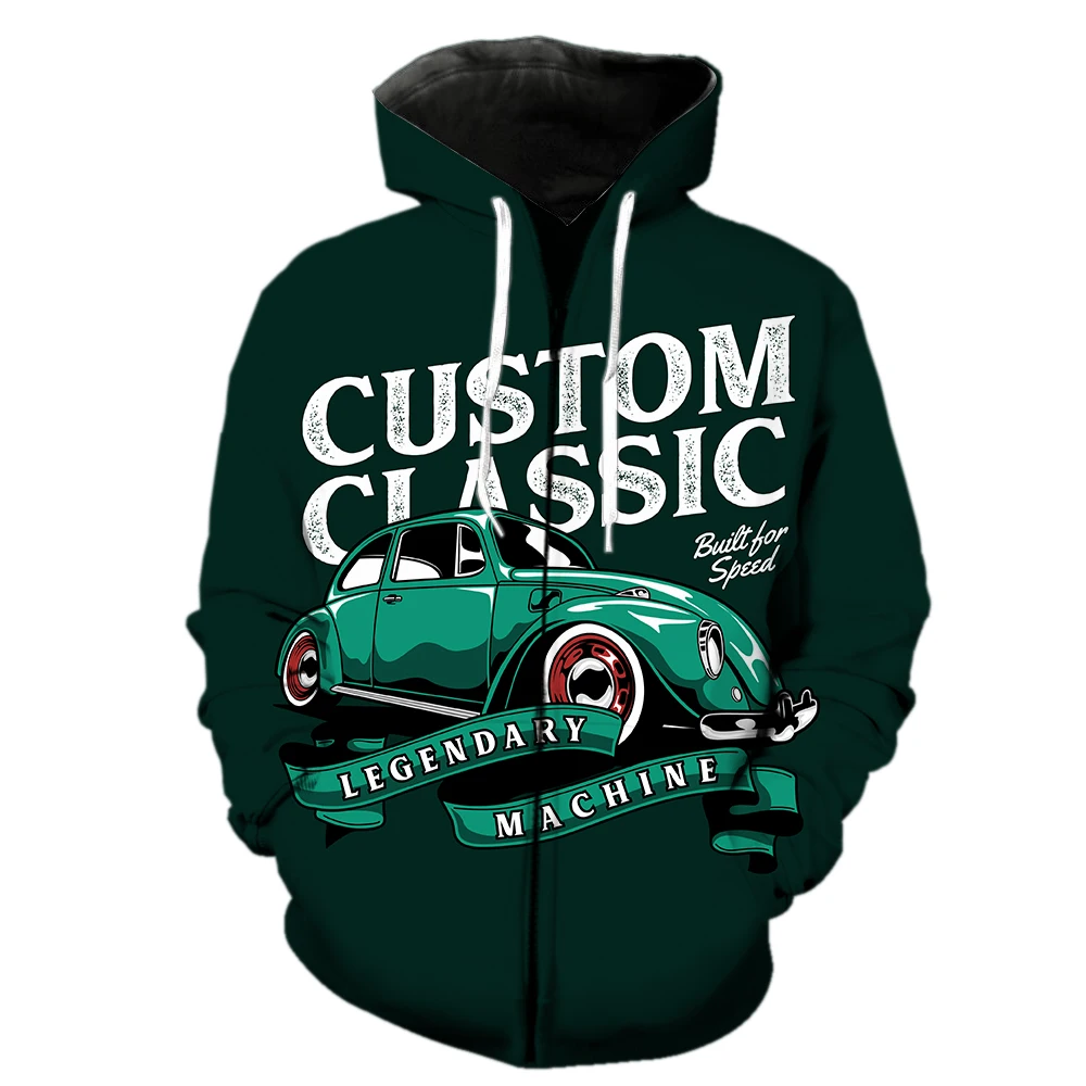 

Cartoon Vintage Car Men's Zipper Hoodie 2022 Hot Sale Funny Tops With Hood Jackets Long Sleeve Spring Streetwear Teens Hip Hop