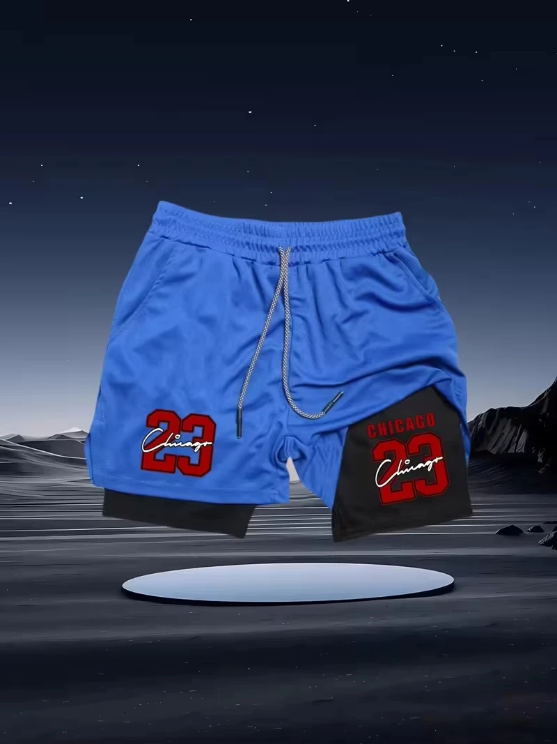 2026 New Men's Quick-Dry Double-Layer Athletic Shorts Breathable Stretch Elastic Gym Running Training Compression Shorts Shorts