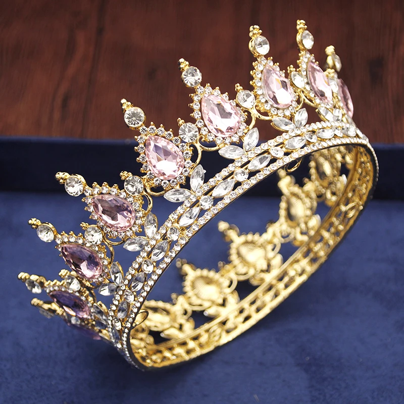 Vintage Royal Queen King Tiaras and Crowns for Women Princess Prom Wedding Tiaras Full Round Diadem Bridal Hair Accessories image 5