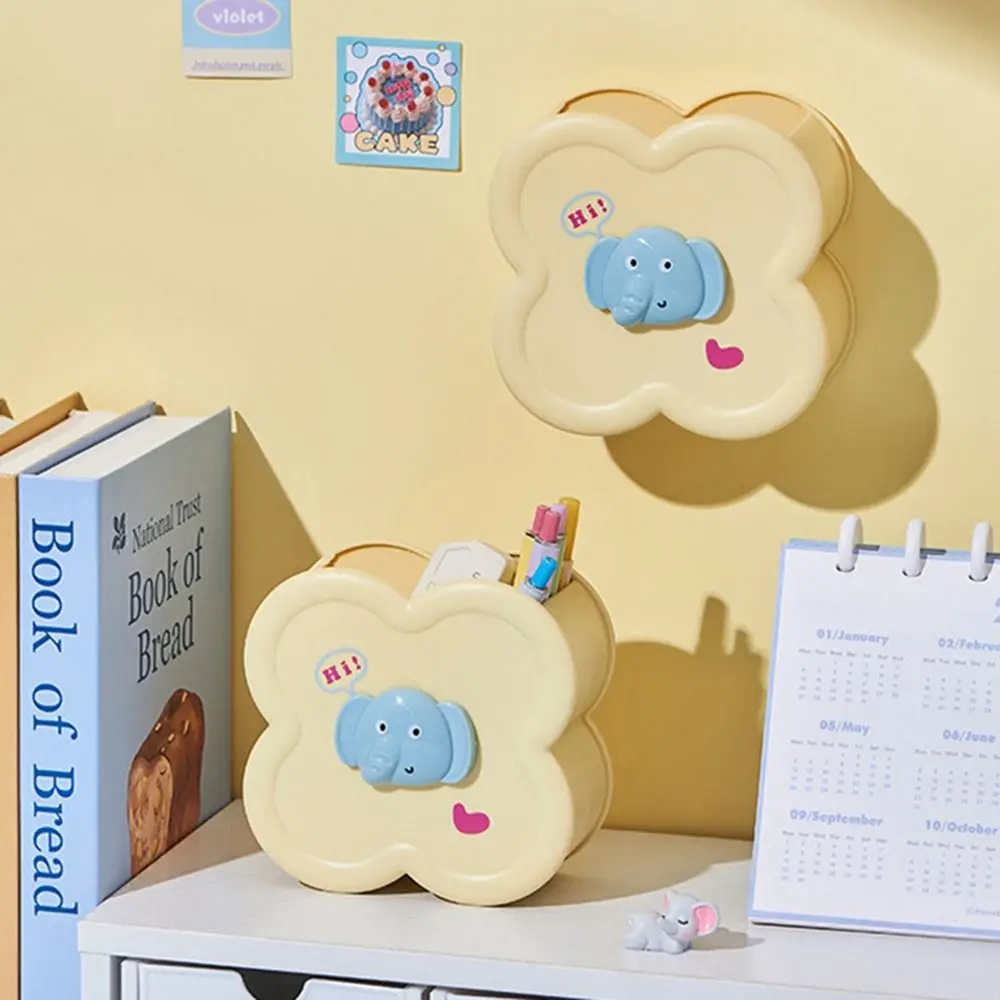 Round/Square Pen Holder Multifunctional Creative Plastic Pencil Case Cute Cartoon Practical Desk Pen Container
