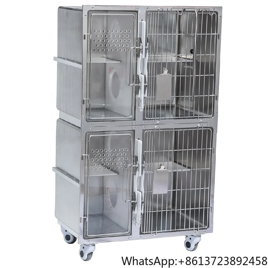 

304 Stainless Steel Luxury Cat Dog Cage Separate Eating Leisure and Sanitation Areas Hospital Cage