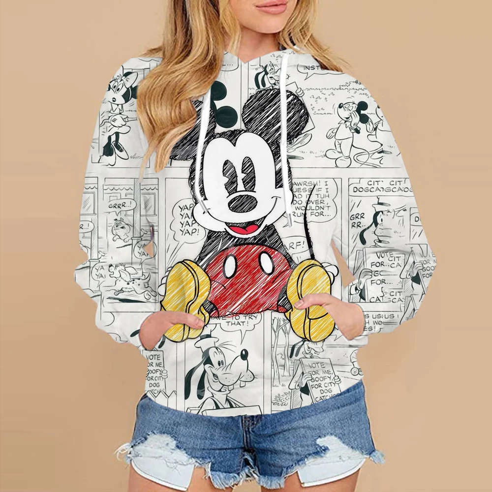 Disney Christmas Mickey Mouse Minnie Hoodie Dress Fashion Disney Sweatshirt Sweatshirt Dress Allover Printed Hoodie for Women