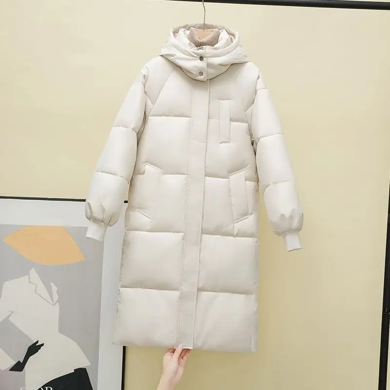 

2025 New Korean Down Cotton CoatWomen Long Winter Puffer Parkas Thicken Warm Hooded Cotton-Padded Jacket Coat Zipper Overcoat