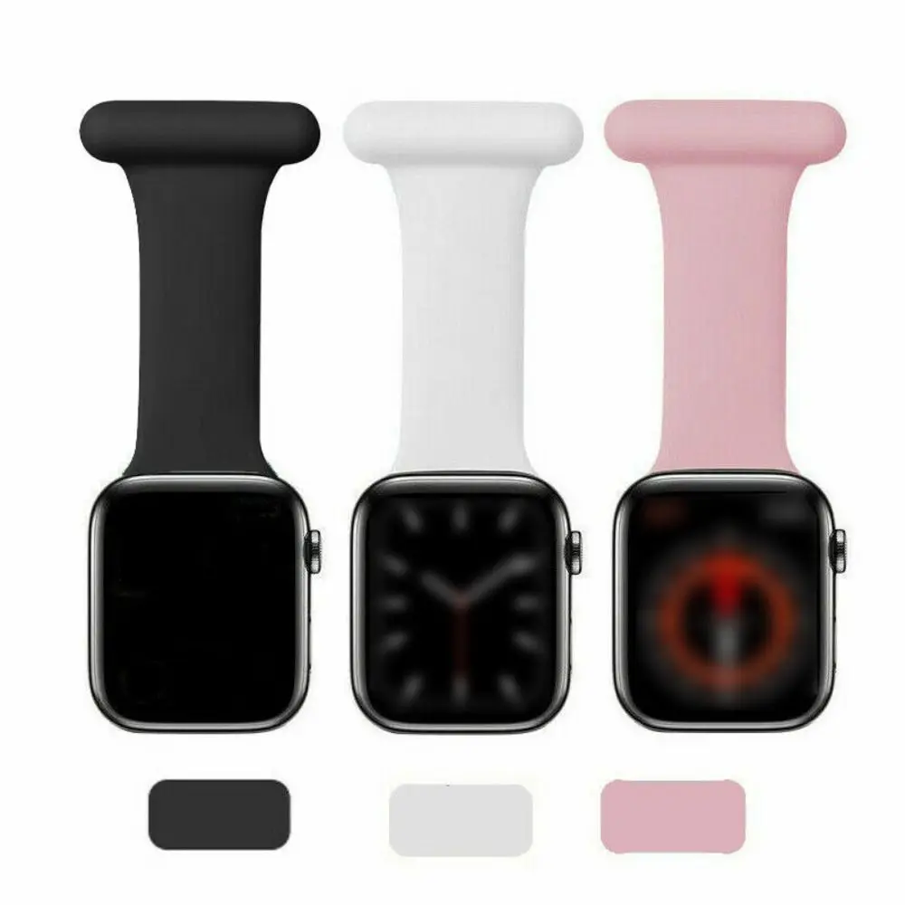 Silicone Nurse Watch Pin Bracelet Solid Color Wristband Watch Band Sport Brooch Pocket Watch Design for Apple Watch 7~1 SE