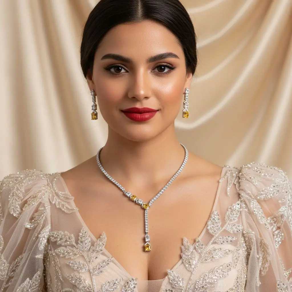 

3 шт. свадебные комплекты ювелирных изделий для женщин, роскошные комплекты ожерелья и сережек с цирконием для свадьбы, вечеринки, выпускного вечера, комплекты ожерелья с подвеской