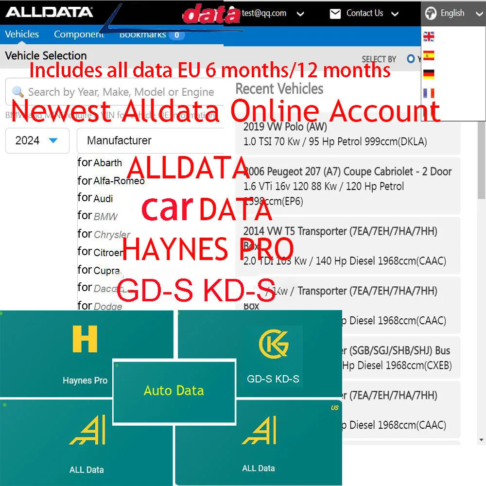 Newest Alldata Online Account Car Repair Software Alldata Haynes PRO New Combination Car Data Full Pack  Support Mobile Login