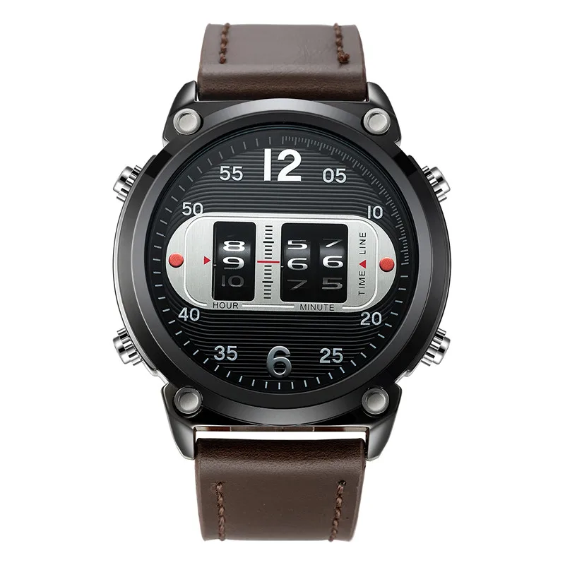 1pc / lot Men Famous Brand Cool Watches Black Students Casual Leather Band Tire Design Vintage Wrist Watch Relogio Masculino
