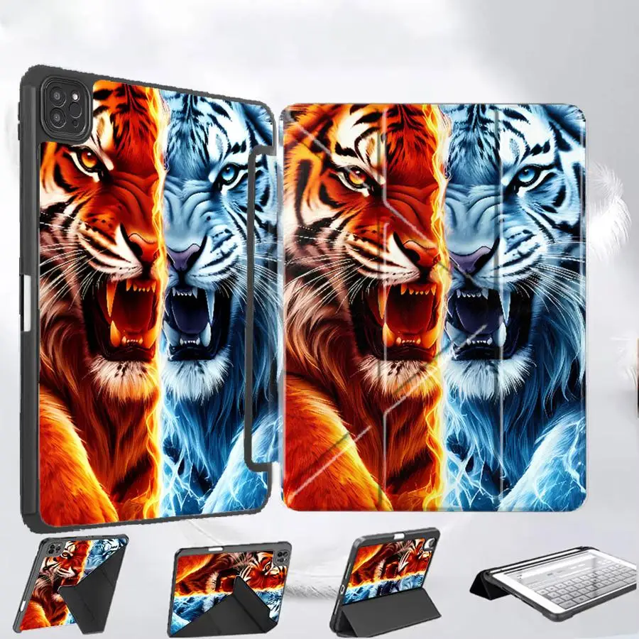 

Fire Ice Tiger Holder Cover Tablet Case For iPad Air 4 5 M3 M2 M4 11inch Mini 6 7 Pro 11th 10th 9th 8th 7th 12.9inch Pro 2025