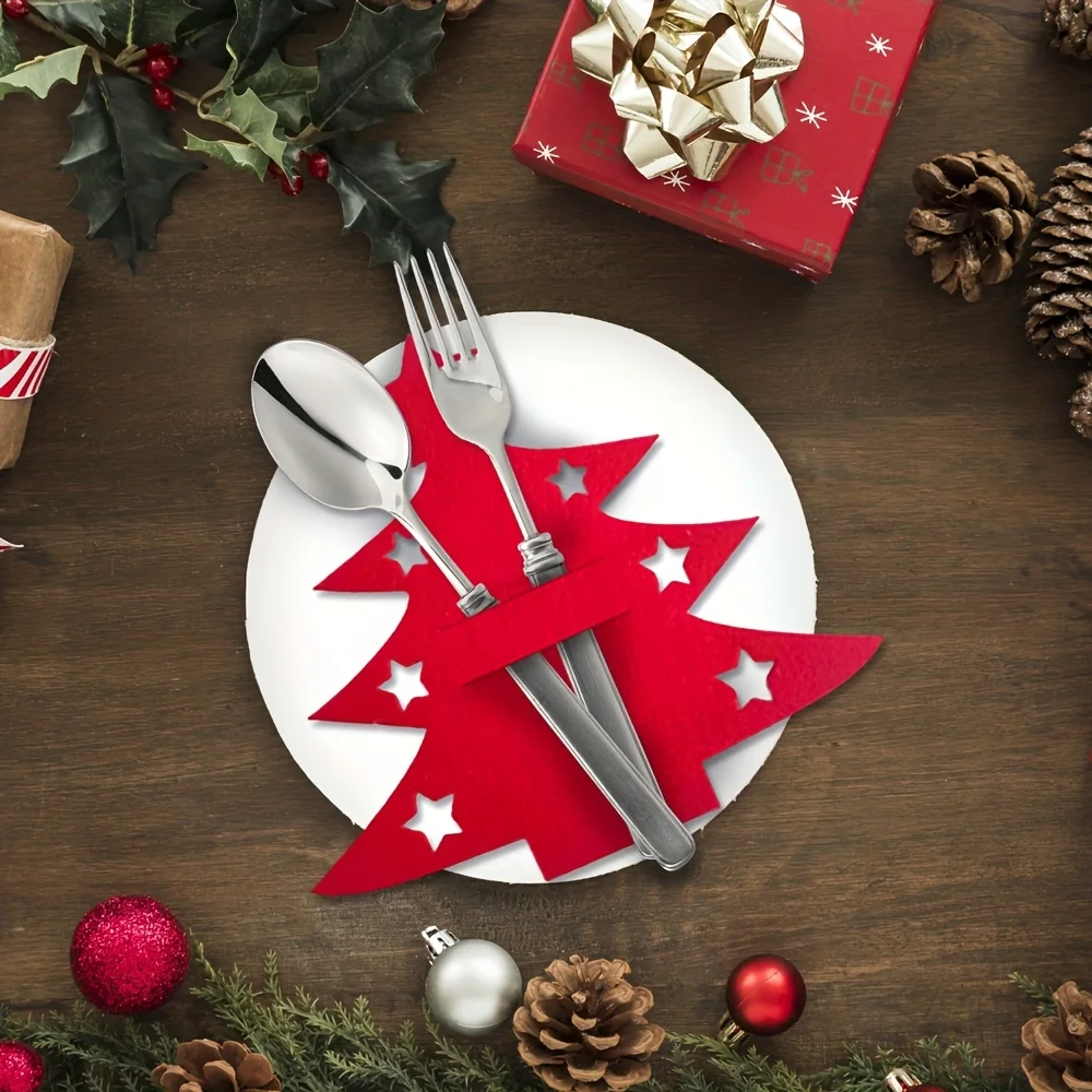Holiday Felt Placemats with Christmas Tree Print – Festive Tableware, Uses for Silverware & Christmas Dining