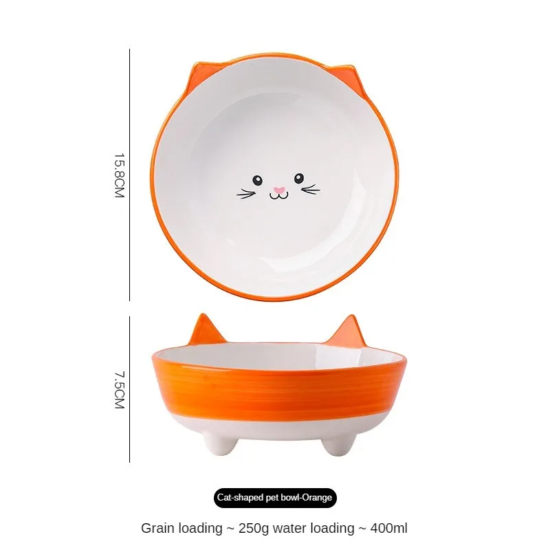 Pet Supplies Drinking Water Eating Cat Bowls Ceramic High Feet Cervical Protection And Anti Rollover Measures