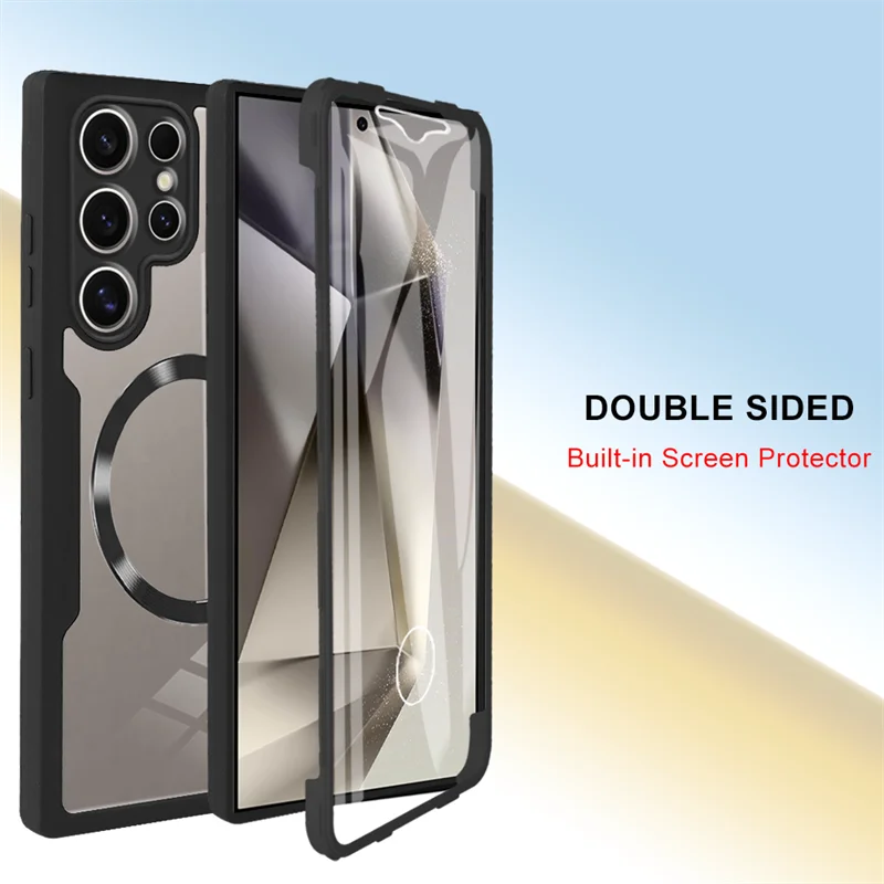 Coque de téléphone magnétique entièrement protégée à 360 °, film de boîtier intégré anti-poussière,