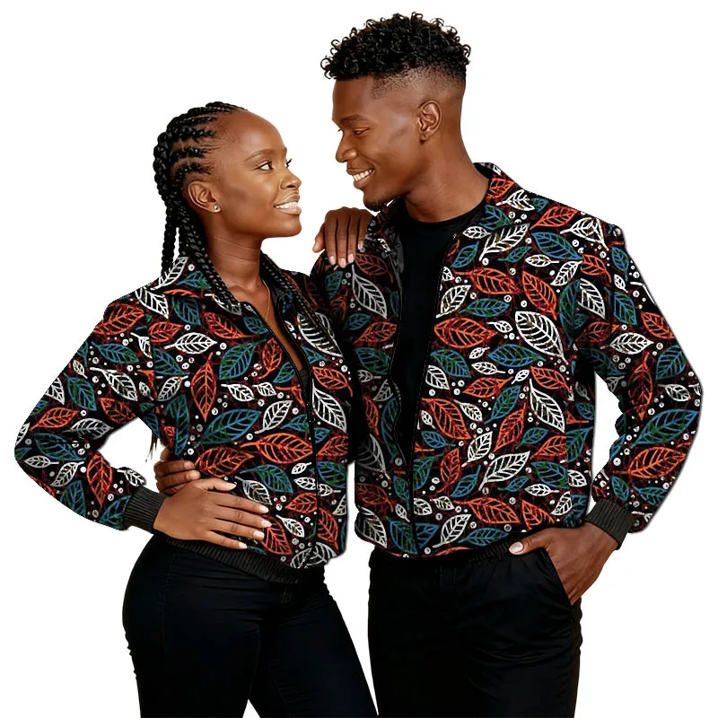 سترات زوجين مطبوعة أفريقية ملابس مخصصة للرجال/النساء بازان الثراء نمط عرقي سستة منفذها سترة ملابس الشارع الشهير غير رسمية