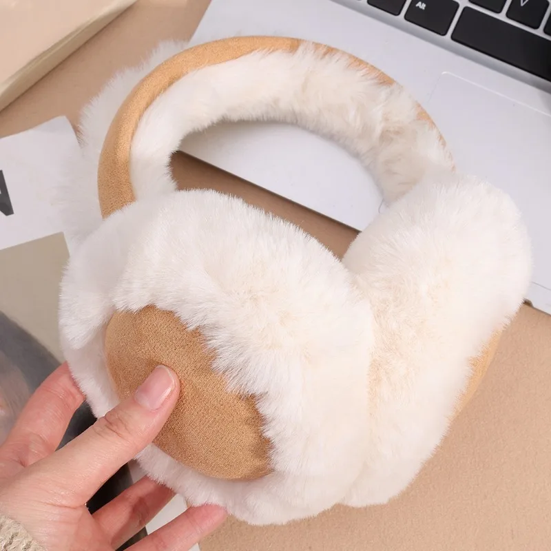 Plush Warm Earmuffs Winter Women Girls Simple Daily Coffee Color Earmuffs Outdoor Thickened Windproof Earmuffs Fashion Accessory