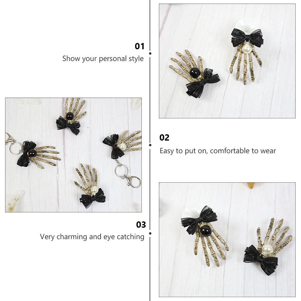 

2Pcs Unique Hand Bone Hairpin Halloween Festival Hair Clips Creative Skull Design Decorative Headdress for Women Girls