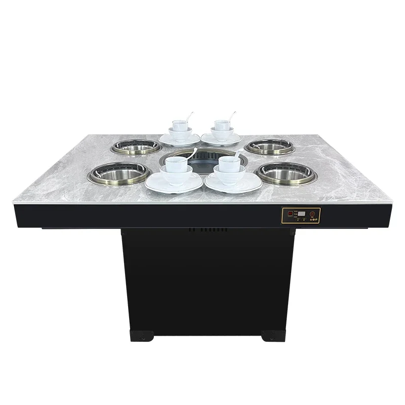 Commercial 4 person smokeless small hot pot barbecue bbq table