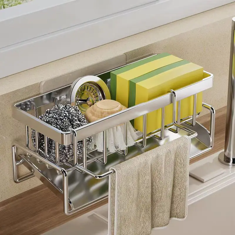 

Стойка для сливной доски для кухонной раковины, многофункциональный органайзер для хранения губки для мытья посуды