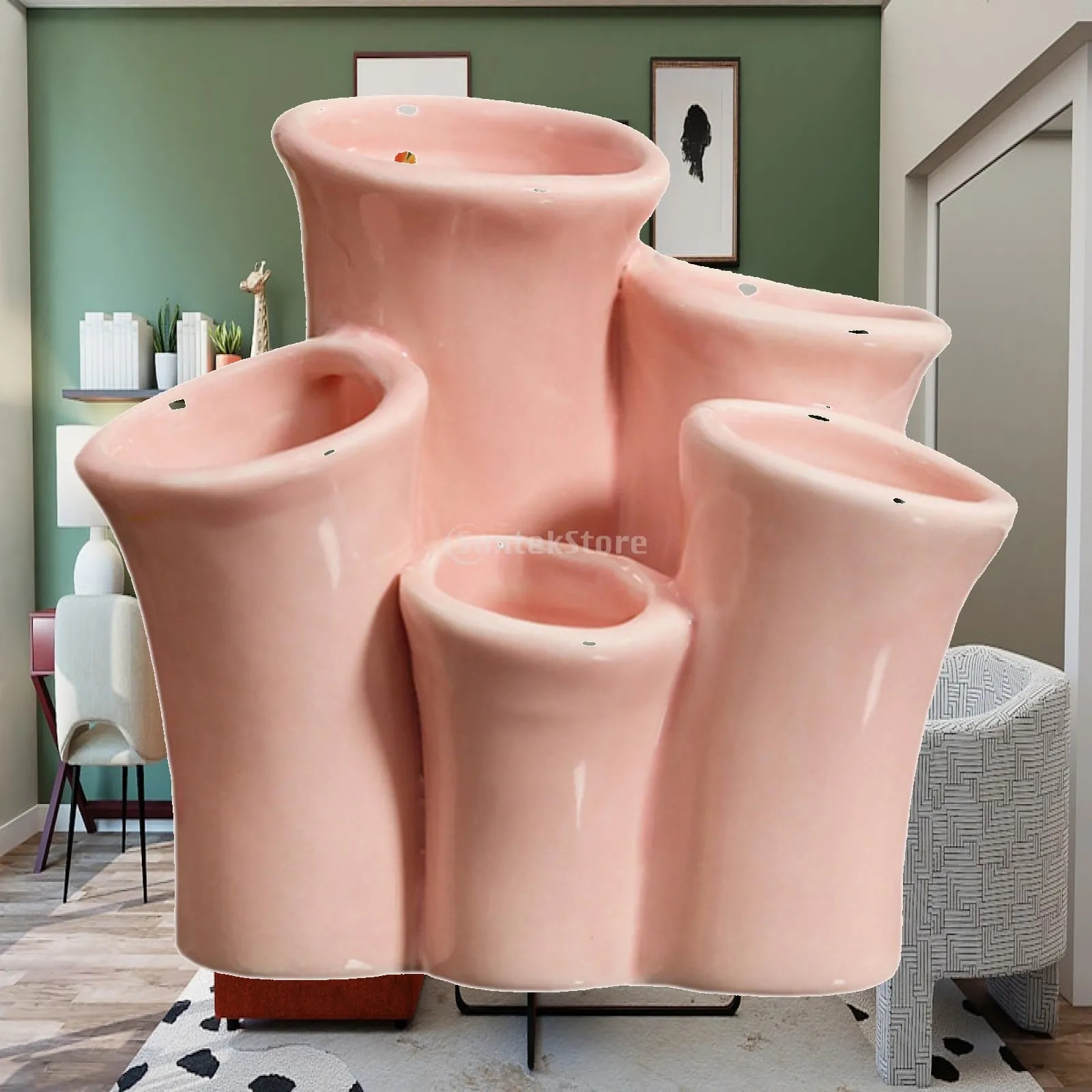 Coral Ceramic Multifunctional Organizer Desktop Storage Decorative Bathroom Organizer for Home Bathroom Office Hotel Washroom
