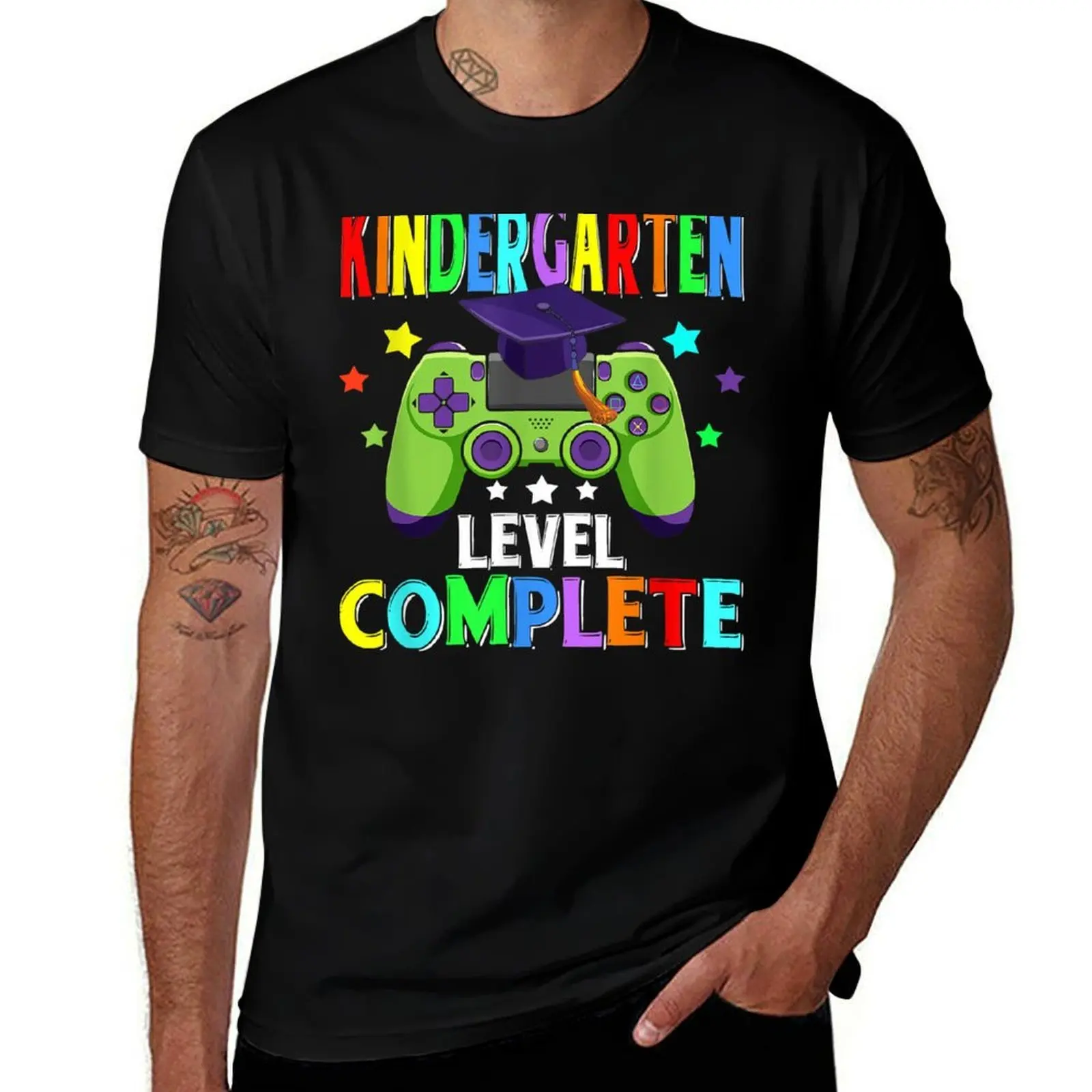 Boy Kindergarten Level Complete Gamer Graduation Senior T-Shirt Basic Simple Design Short Sleeve Shirt T-Shirt