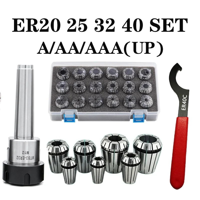 

ER20 ER40 ER25 ER32 Spring Clamps +MTA MTB ER MT3 MT2 MT4+ Wrench Collet Chuck Morse Holder Cone for CNC Milling Lathe Tool