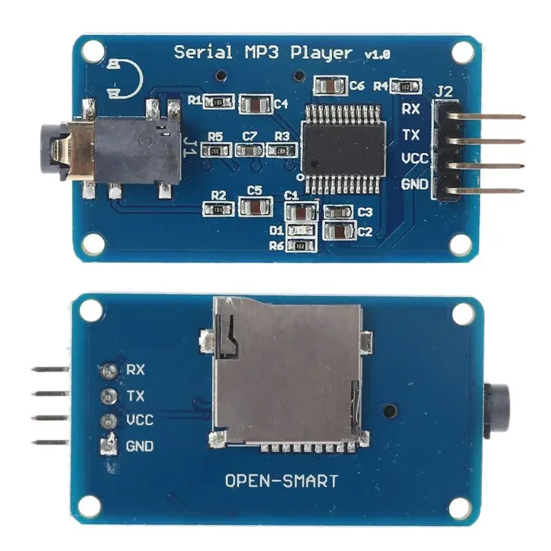 Módulo reprodutor música MP3 serial com controle UART para