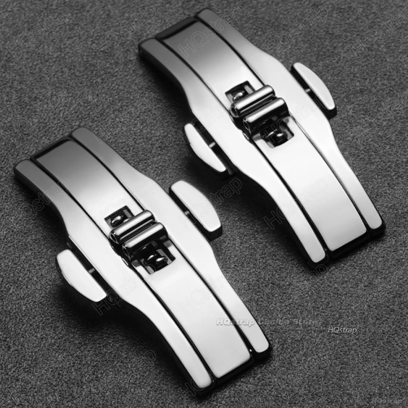 6mmx19/21/23/25mm Butterfly Buckle Stainless Steel Button Double Press Folding Buckle Strap Clasp Silver Watches Accessories