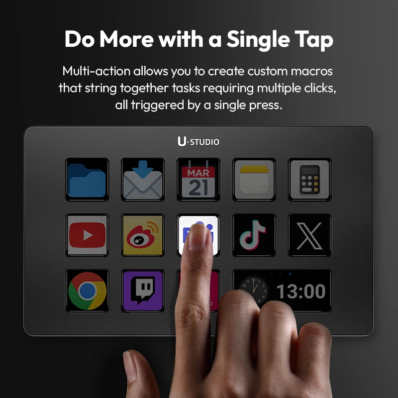 Производительная консоль Ulanzi D200 и студийный контроллер, 13 ЖК-клавиш для создания содержания видеоблогов, редактирования фотографий, видео, игрового офиса