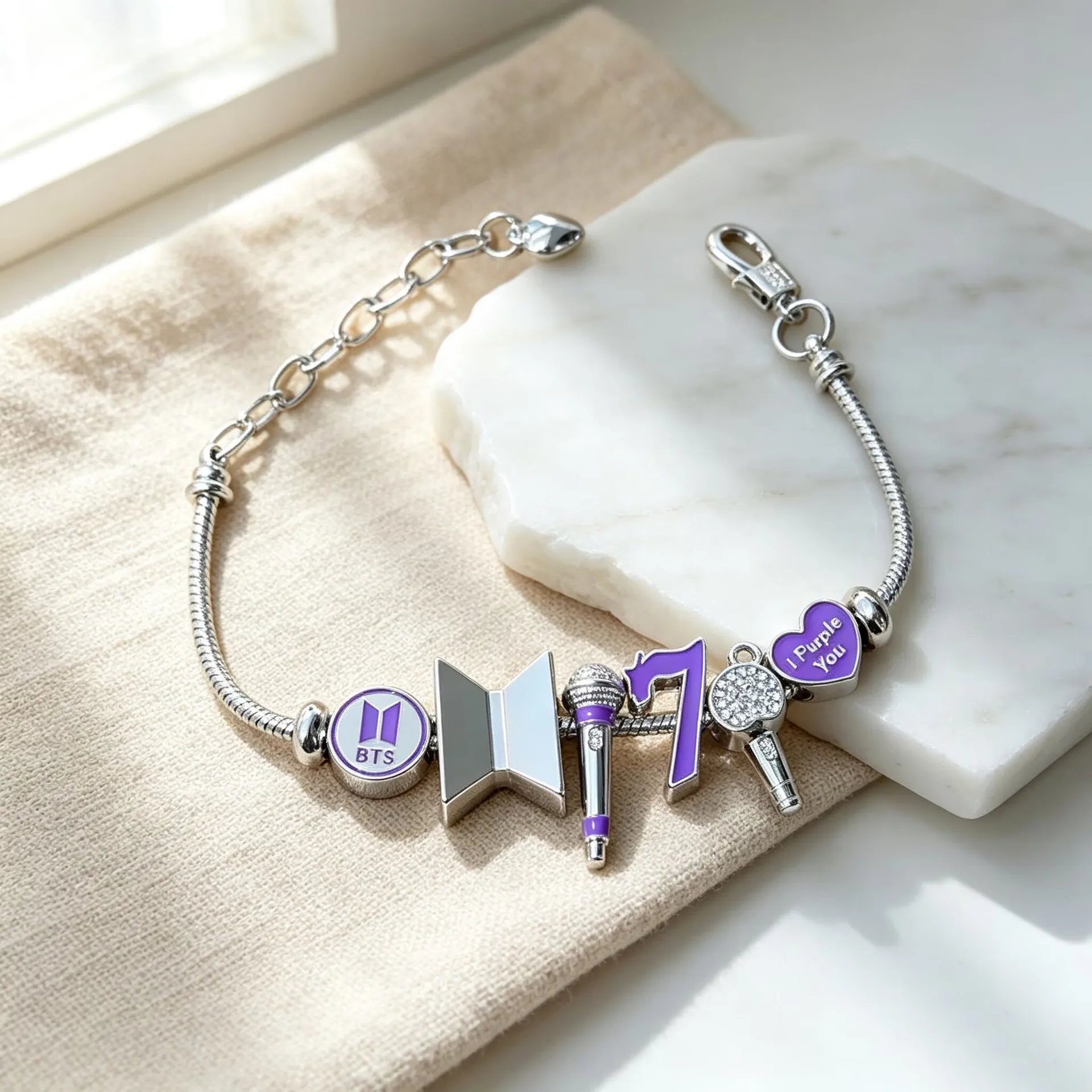 Number 7 Butterfly Crystal Inlaid Charm Bracelet Pendant Necklace Adjustable Metal Bangle Fashion Wrist Neck Jewelry Fan Gift view 6