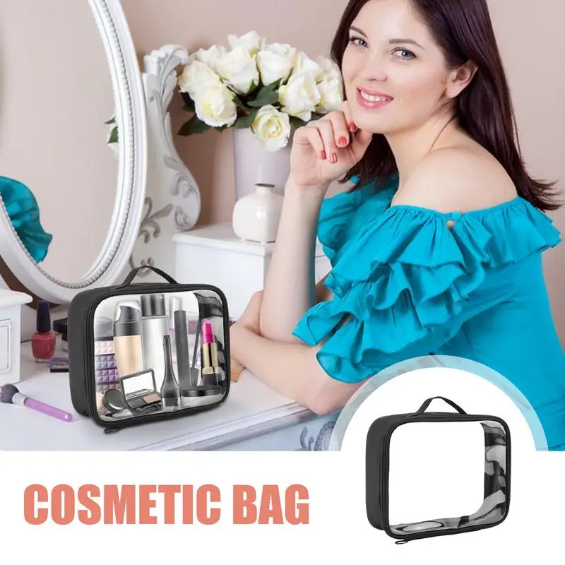 Travel Clear Makeup Bag Waterproof Makeup Bag Travel Cosmetic Bag Transparent Cosmetic Storage Bag Portable Cosmetic Case