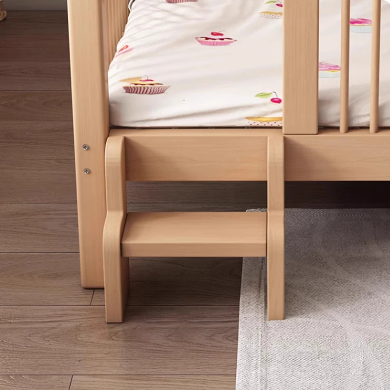 Lit bébé en bois massif de hêtre, grand lit pour enfants, élargi et étendu, réglable, levage, épissage