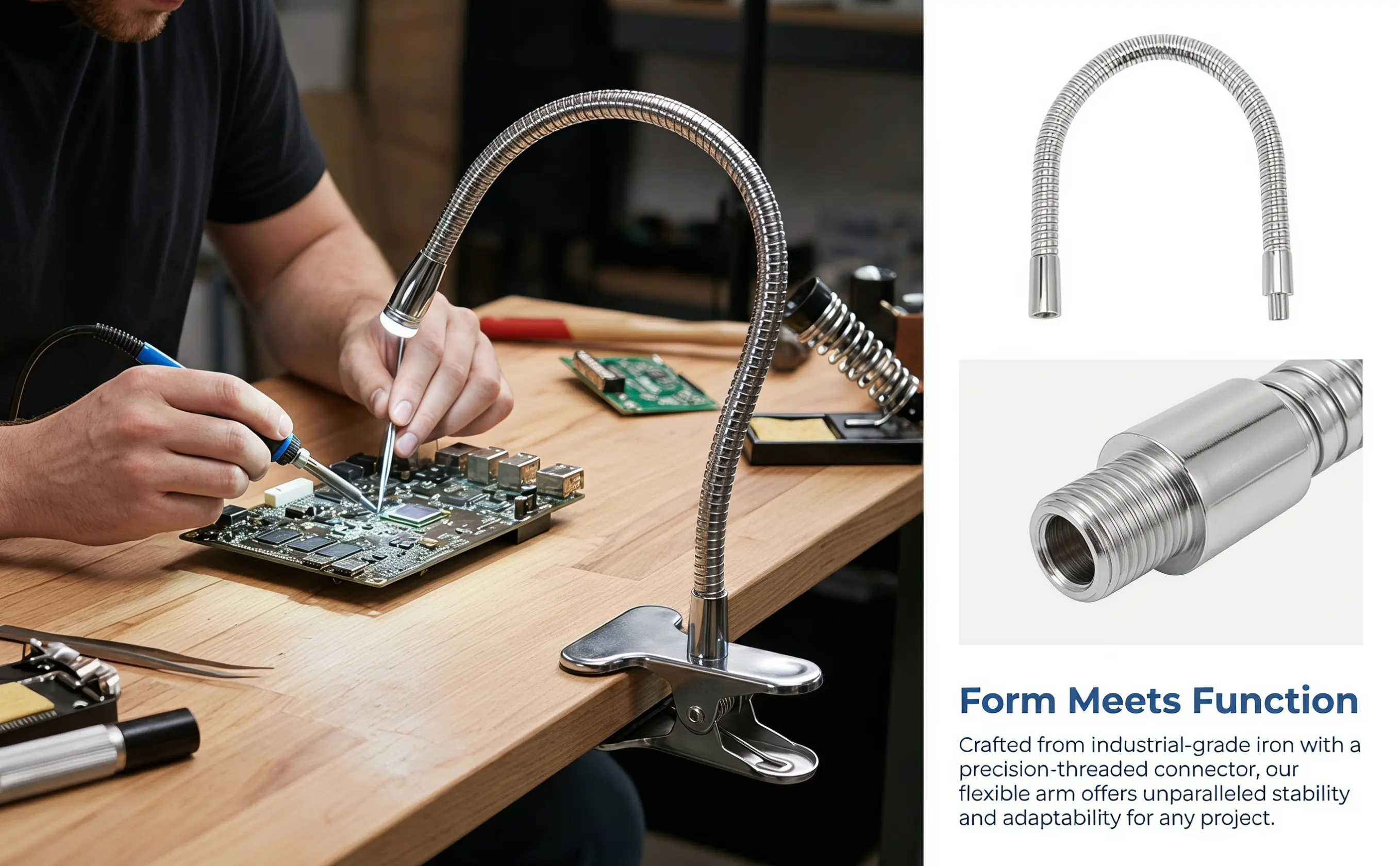 2Pcs LED Desk Lamp with Flexible Gooseneck Arm, Adjustable Clamp Mount for Study and Office Lighting