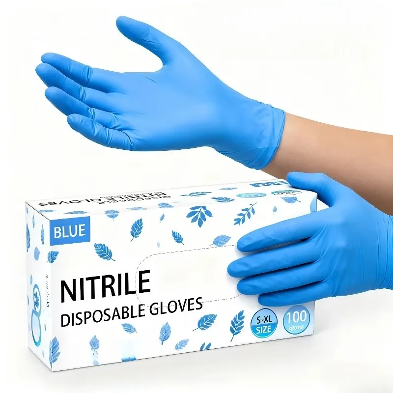 30/60/100PCS Blue Nitrile Gloves Disposable Kitchen Cleaning Gloves Hair Dye Nail Pet Household Cleaning No Messy Hands Tool