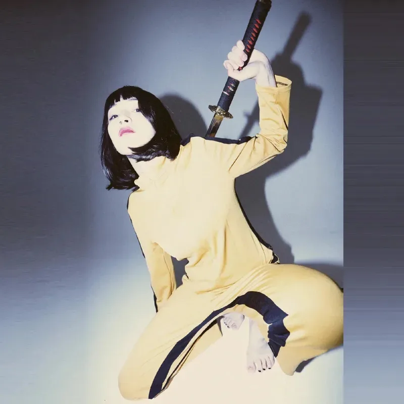

Kill Bill Vol.1 Bride of the Trench Coat and Yellow Pants Cosplay Costume Halloween Carnival Dress Up Party Clothes for Women