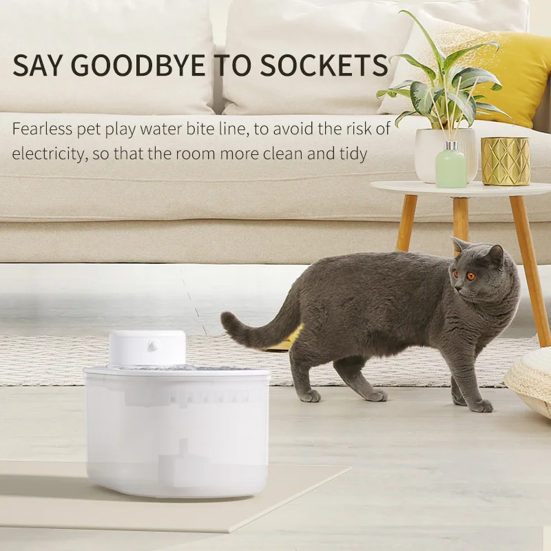 Auto-Circulating Intelligent Induction Wireless Pet Water Dispenser Mobile Cat And Dog Drinker With Plug Pet