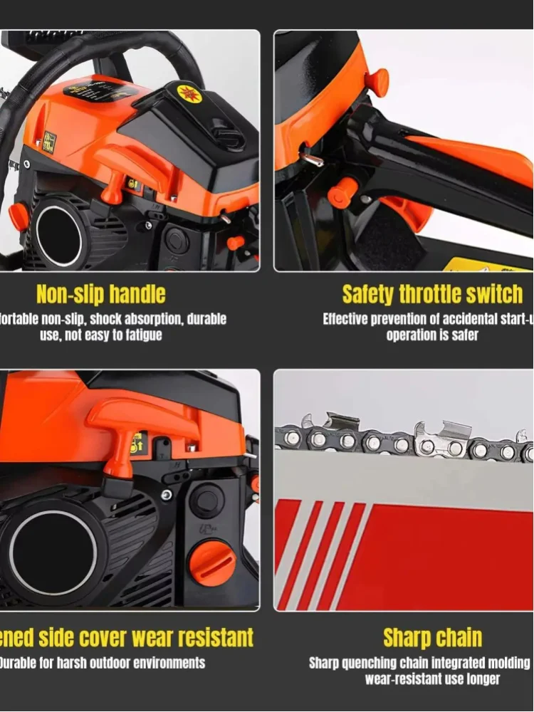 6000W 2-Takt 20 Zoll Benzinbetriebene Kettensäge, 68CC Hochleistungs-Holzfällersäge, Anti-Vibrations-Benzin-Kettensäge für Landwirtschaft, Garten & Baumfällung