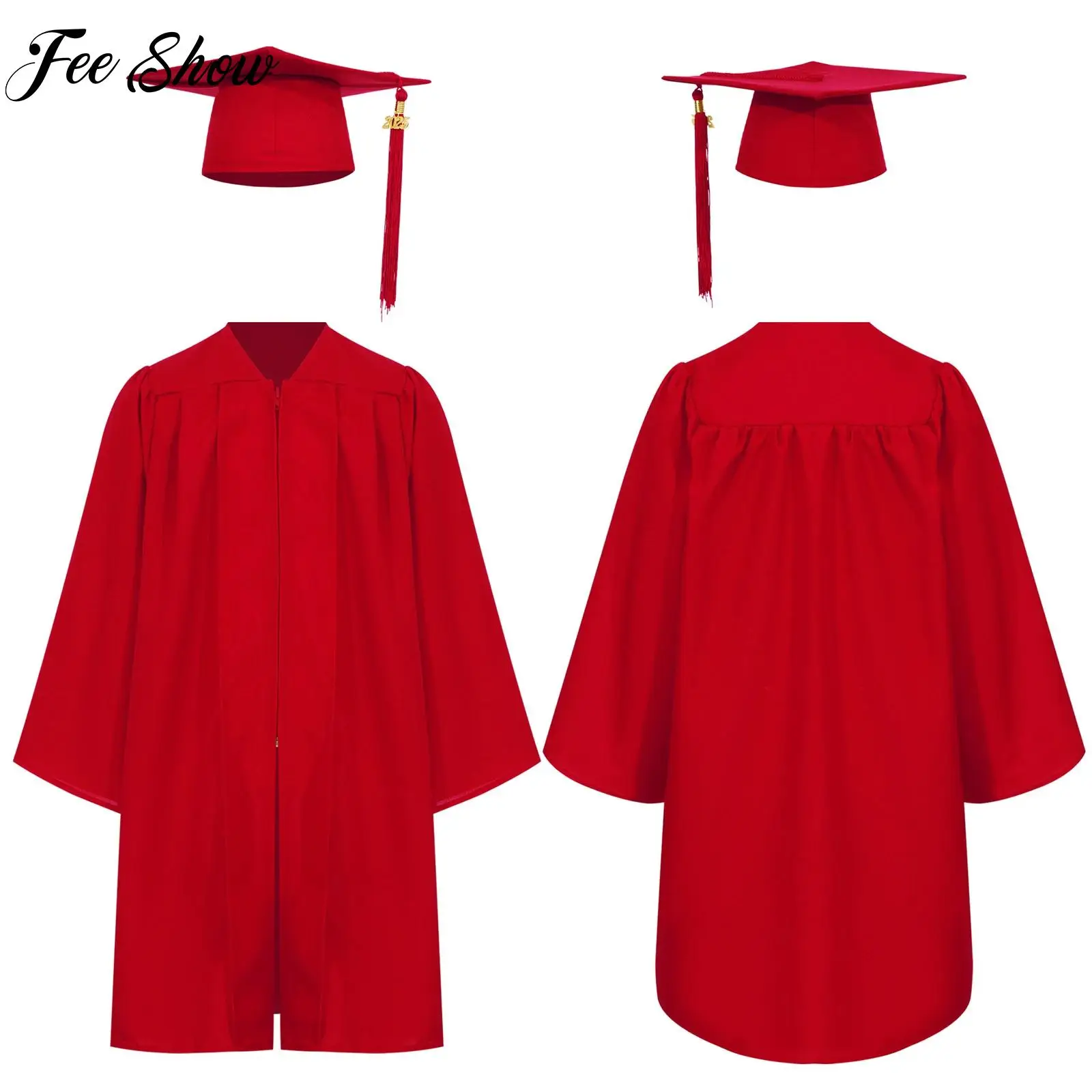

2025 Kids Preschool Primary School Middle School College Graduation Uniform Set Gown Robe Cap with Badge Tassel for Unisex Size