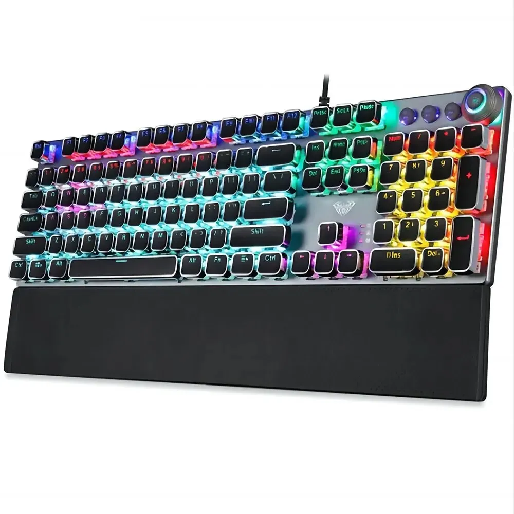 AliExpress-collectie F2088 Mechanische Gaming Toetsenbord Anti-Ghosting 104 Plating Blauwe Schakelaar Bedraad Gemengde Achtergrondverlichting Keyborad Voor Game Laptop Pc