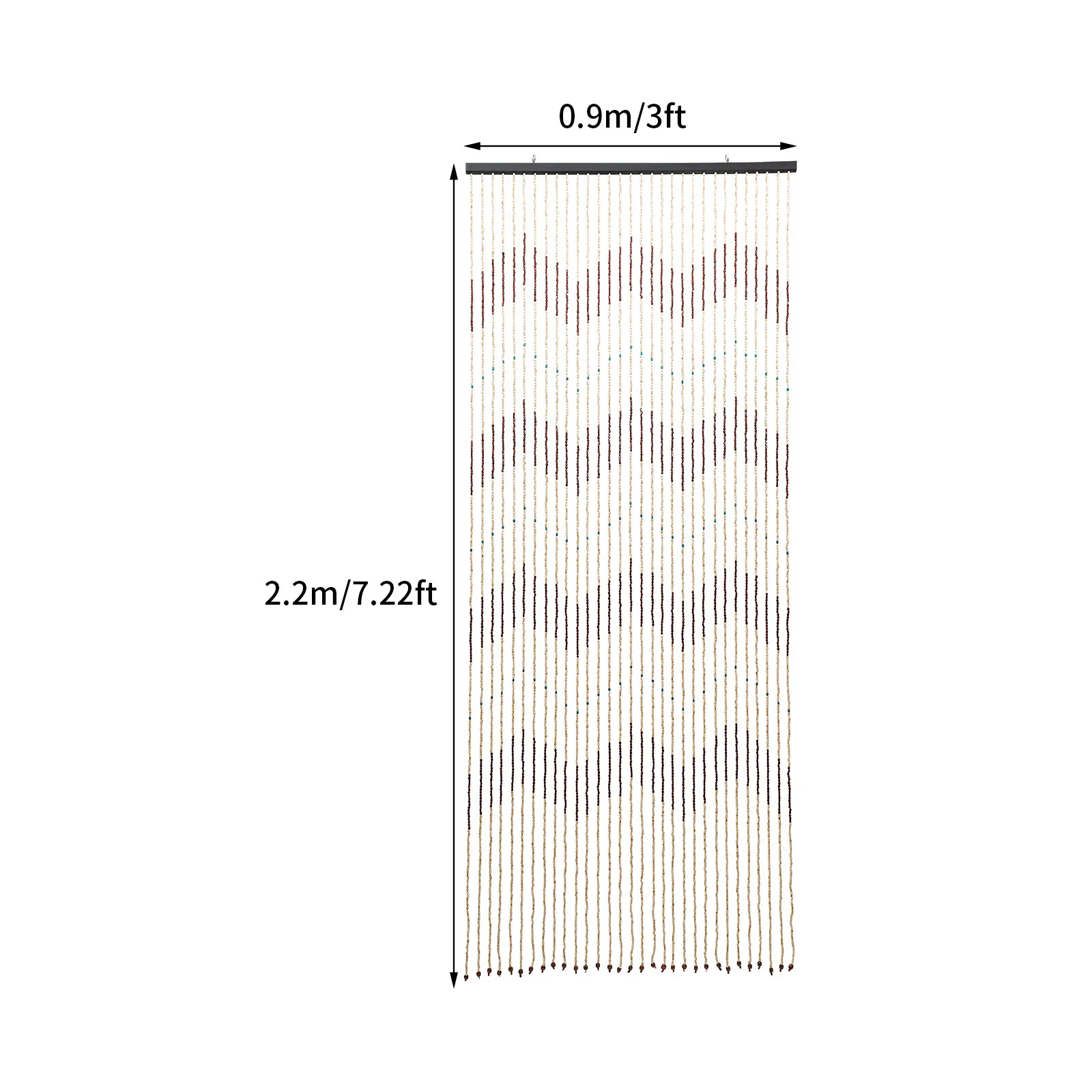 0,9*2,2m 31-reihiger Türvorhang aus Holzperlen mit Wellenmuster, Trennvorhang für Flur/Wohnzimmer/Tür/Fenster – Detail 1