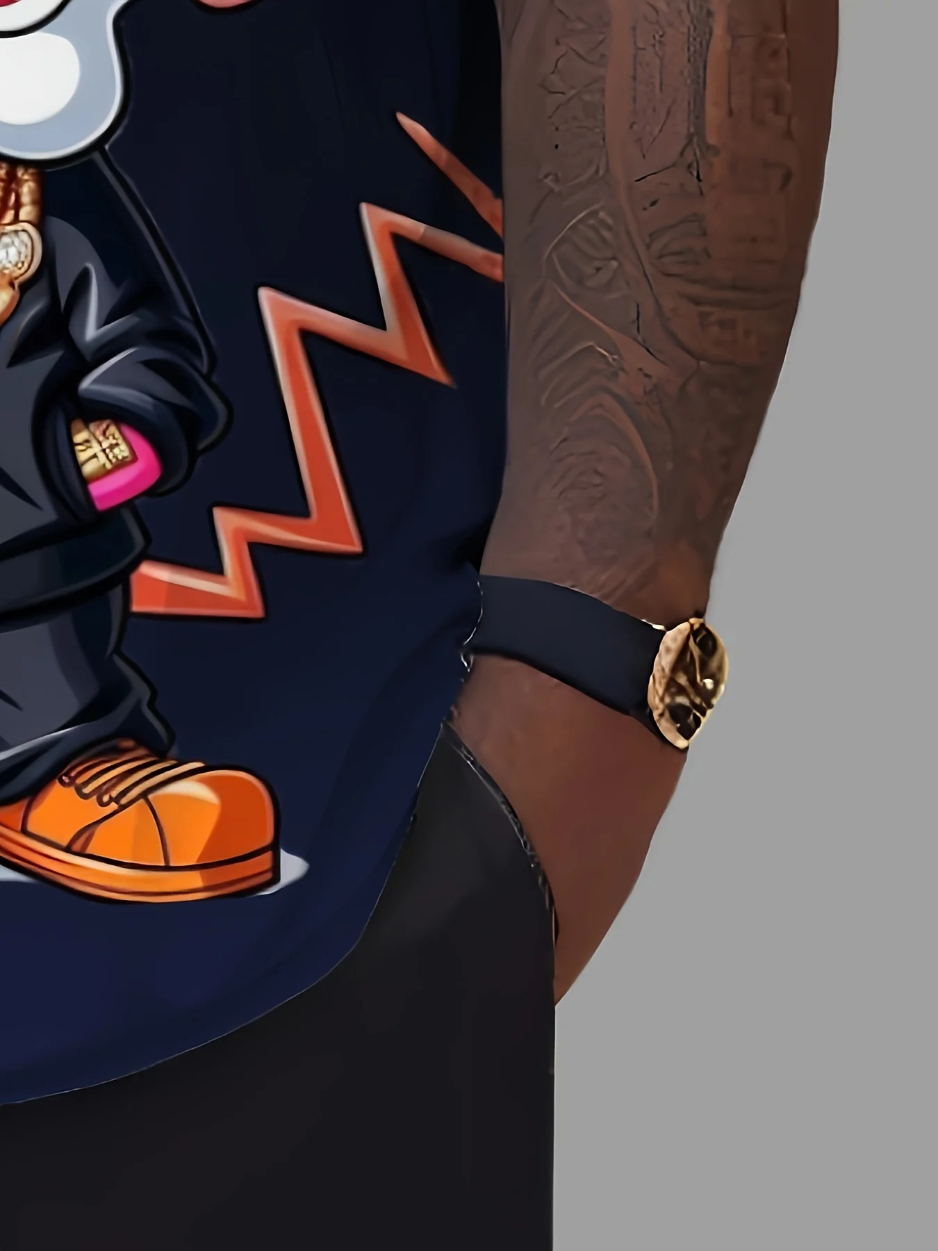 Men's Hip-Hop Cartoon T-Shirt - Casual,Crew Neck,Short Sleeve,100% Polyester,Regular Fit,Summer Streetwear for Running & Daily image 6