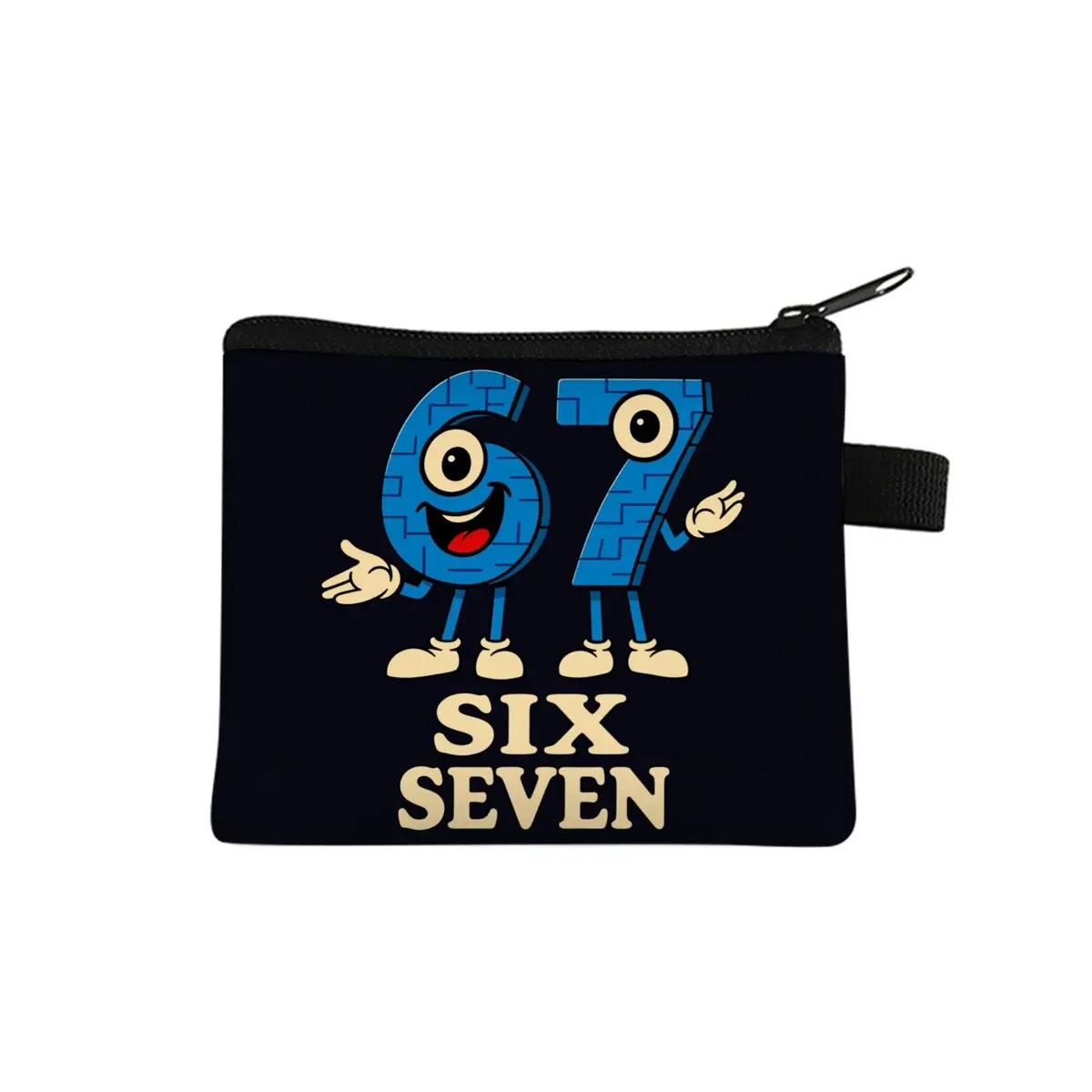 Bunte Münzbörse mit Nummer 67-Muster, niedliche Geldbörse für Jungen/Mädchen, beste Geschenke, 2D-Flach-Cartoon für Kinder, Aufbewahrungstasche, Münzgeldbörse