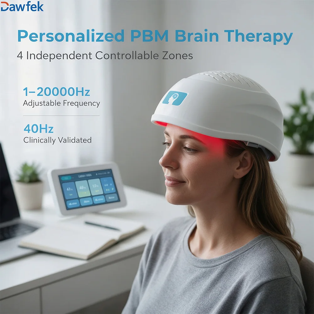 Dawfek PBM Brain Stimulation Helmet 448 Diodes 810nm Near Infrared Neurotherapy Helmet for Anxiety Depression Neurological Care
