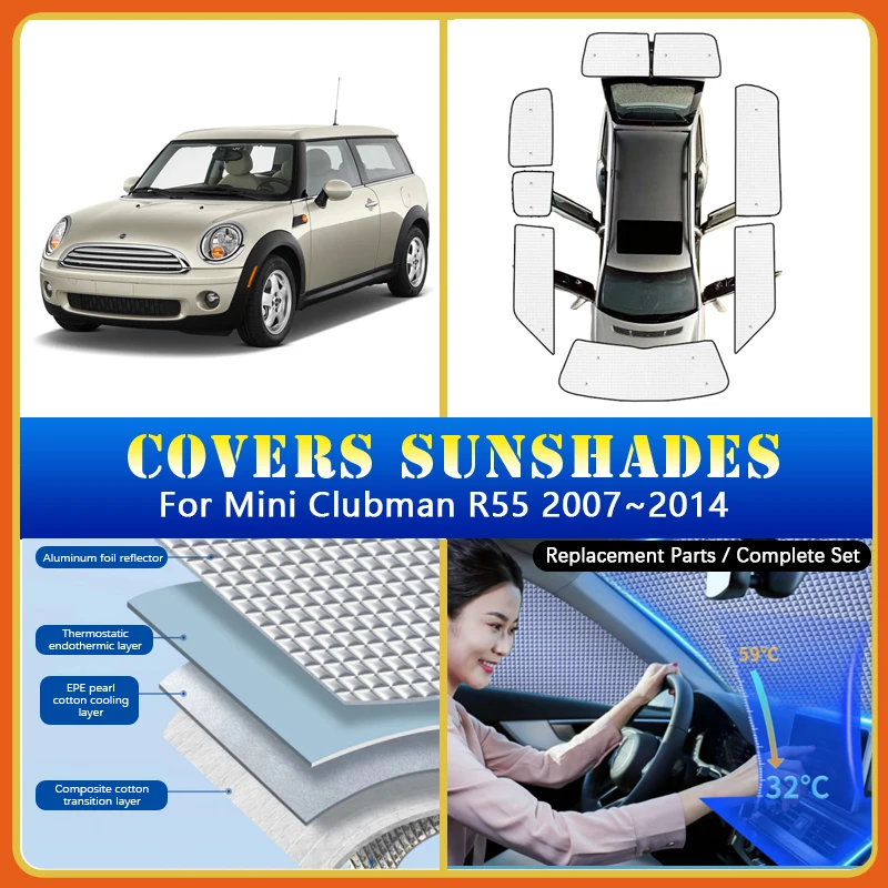 

Full Coverage Sunshades For BMW Mini Clubman R55 2007~2014 Sunproof Pad Sunscreen Curtain Window Sunshades Cover Car Accessories