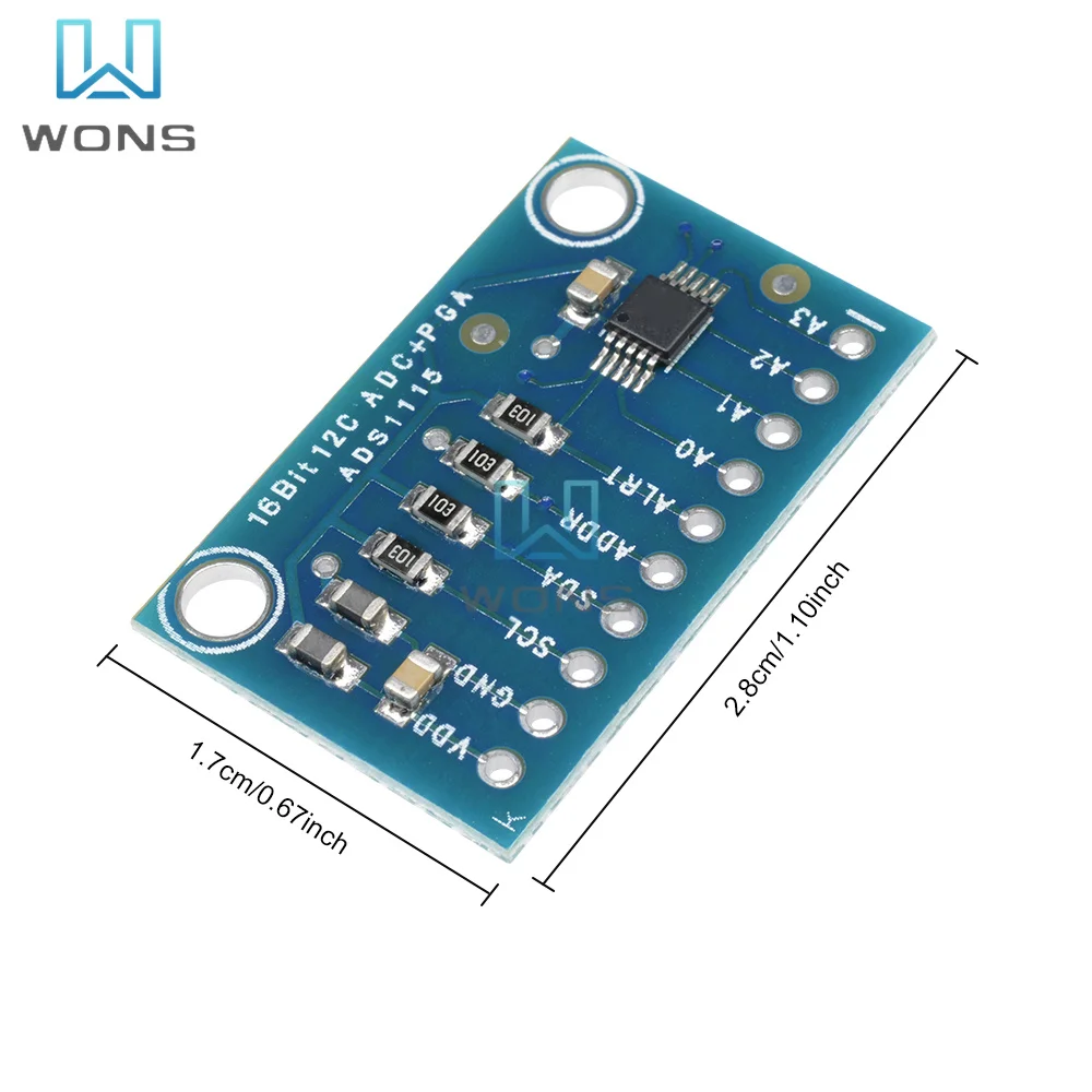 DC2-5.5V ADS1115 Module Subminiature 16 Bit 4-Channel Chip ADX111A  ADC Module Development Board Voltage Regulator Module